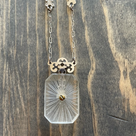 Vintage Silver Camphor Art Deco Necklace - Picture 3 of 4